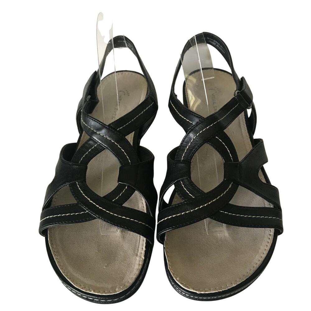 Wear Ever Sandals Size 10 Medium Black Strappy Comfort Roman Summer Vacation